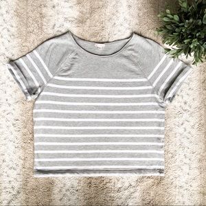 GAP Short Sleeve Shirt White and Grey Striped
